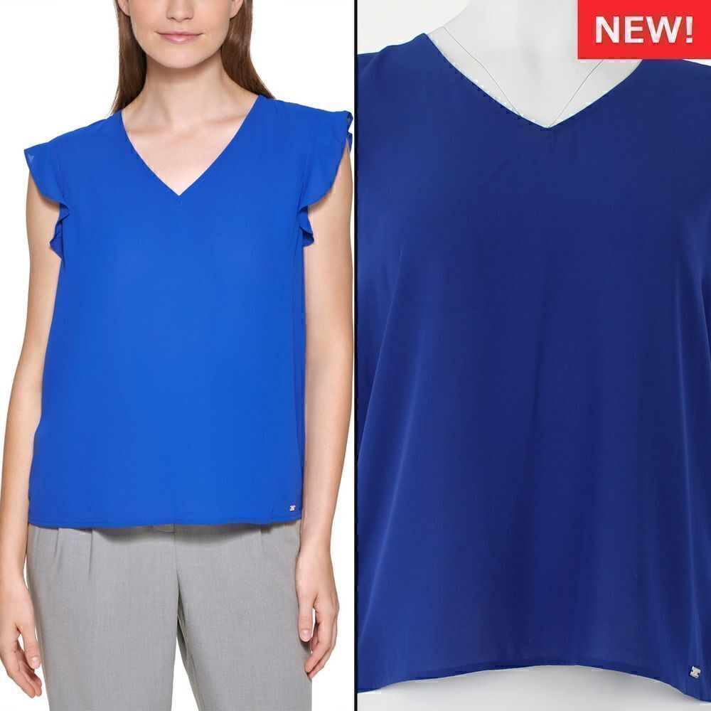 Calvin Klein Petite Ruffled Top
